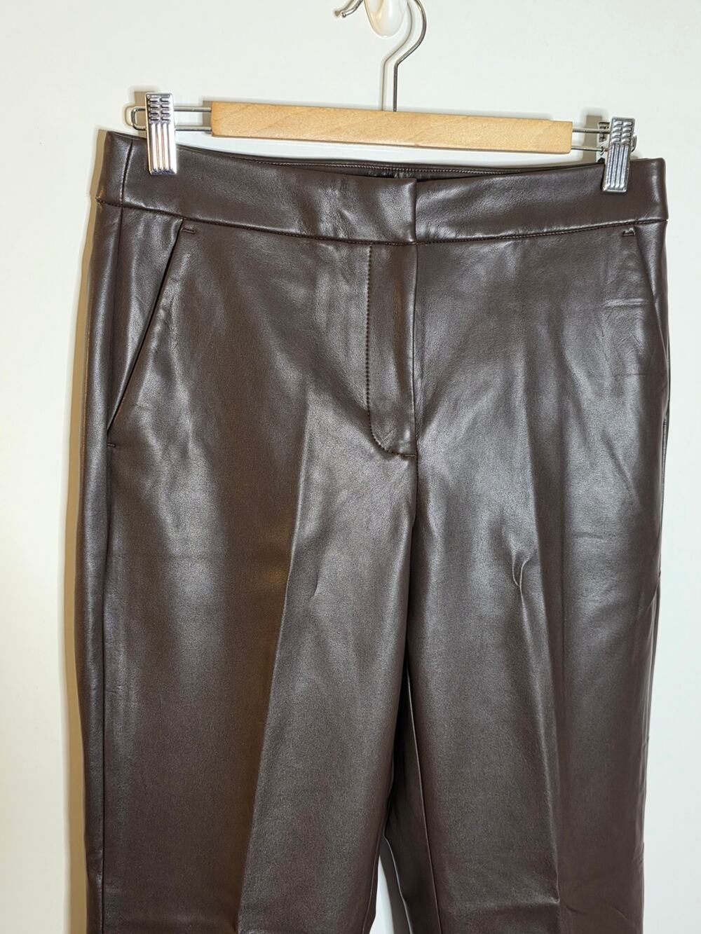 J Crew Kate straight-leg pant in faux leather‎ Women’s Brown Macchiato Size 6